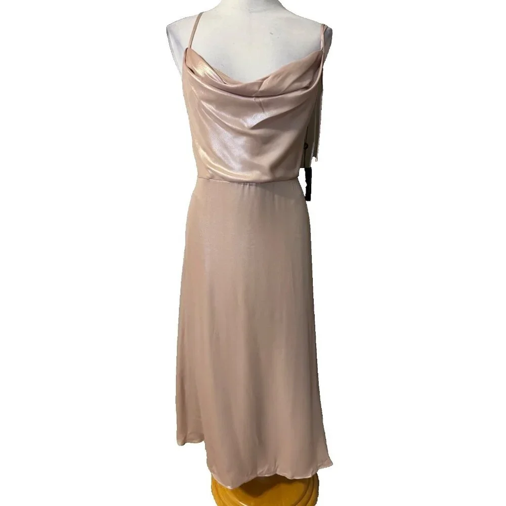 Adrianna Papell Dress 16 Blush Pink Cowl Neck Party Wedding Cruise NEW $199